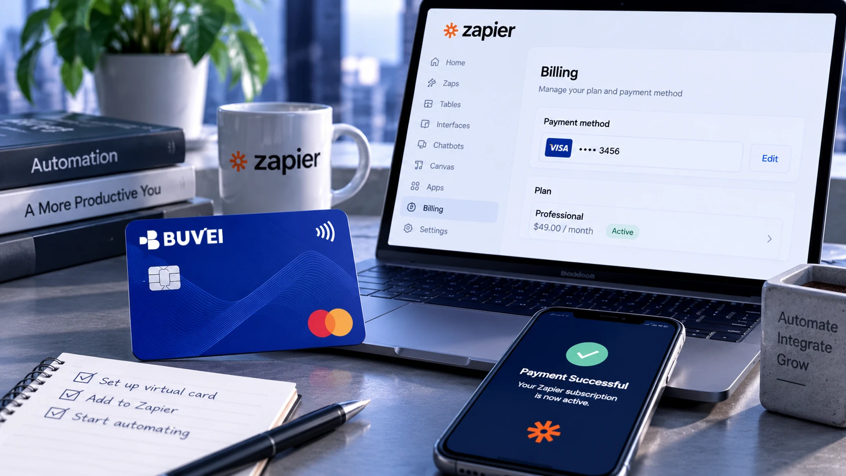 virtual card for Zapier