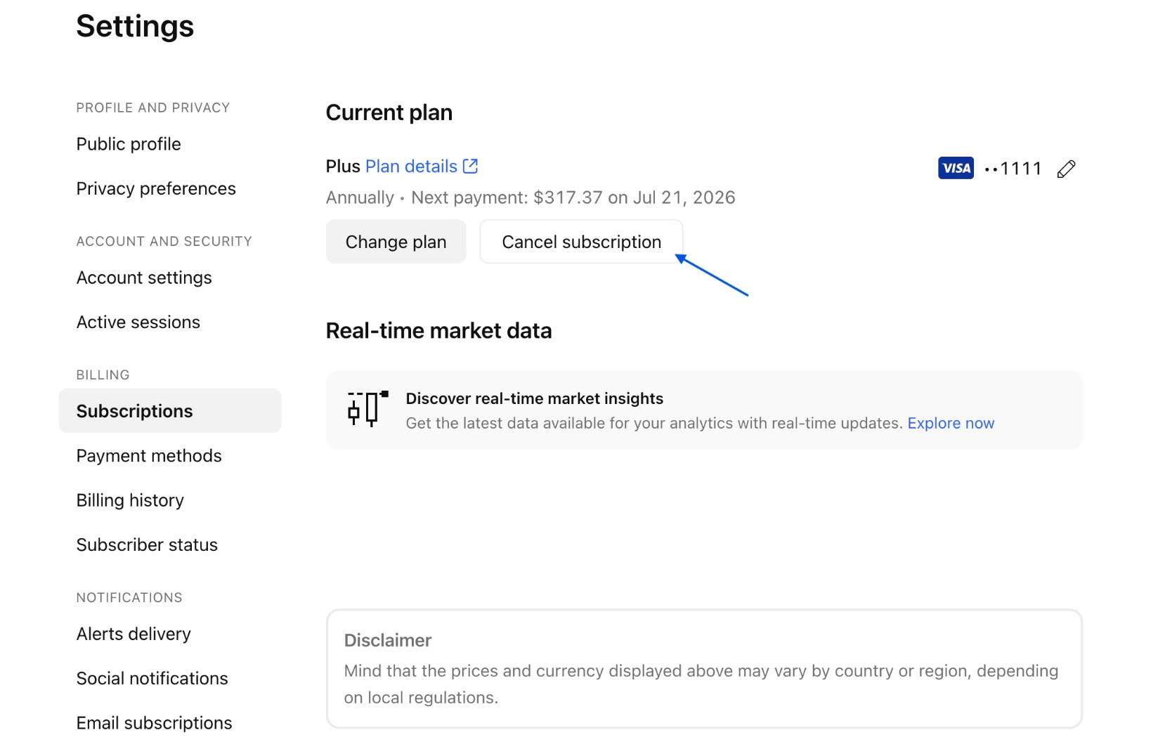 TradingView payment failed