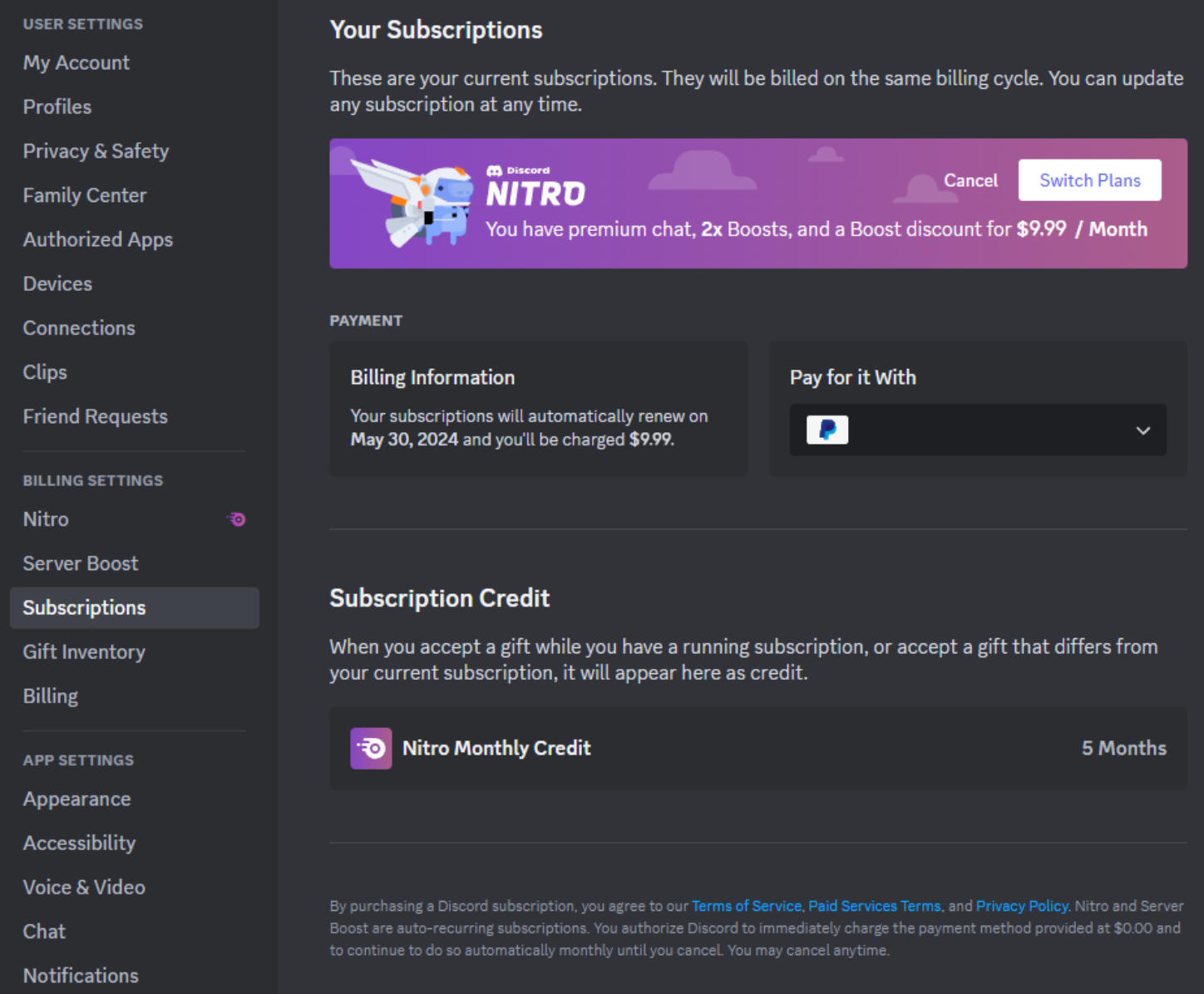 Discord Nitro virtual card