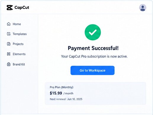 CapCut Pro membership status showing an active subscription